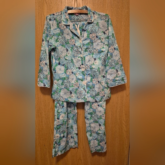 Lily pulitzer blue floral 2 pice pajama set size small - Picture 1 of 9